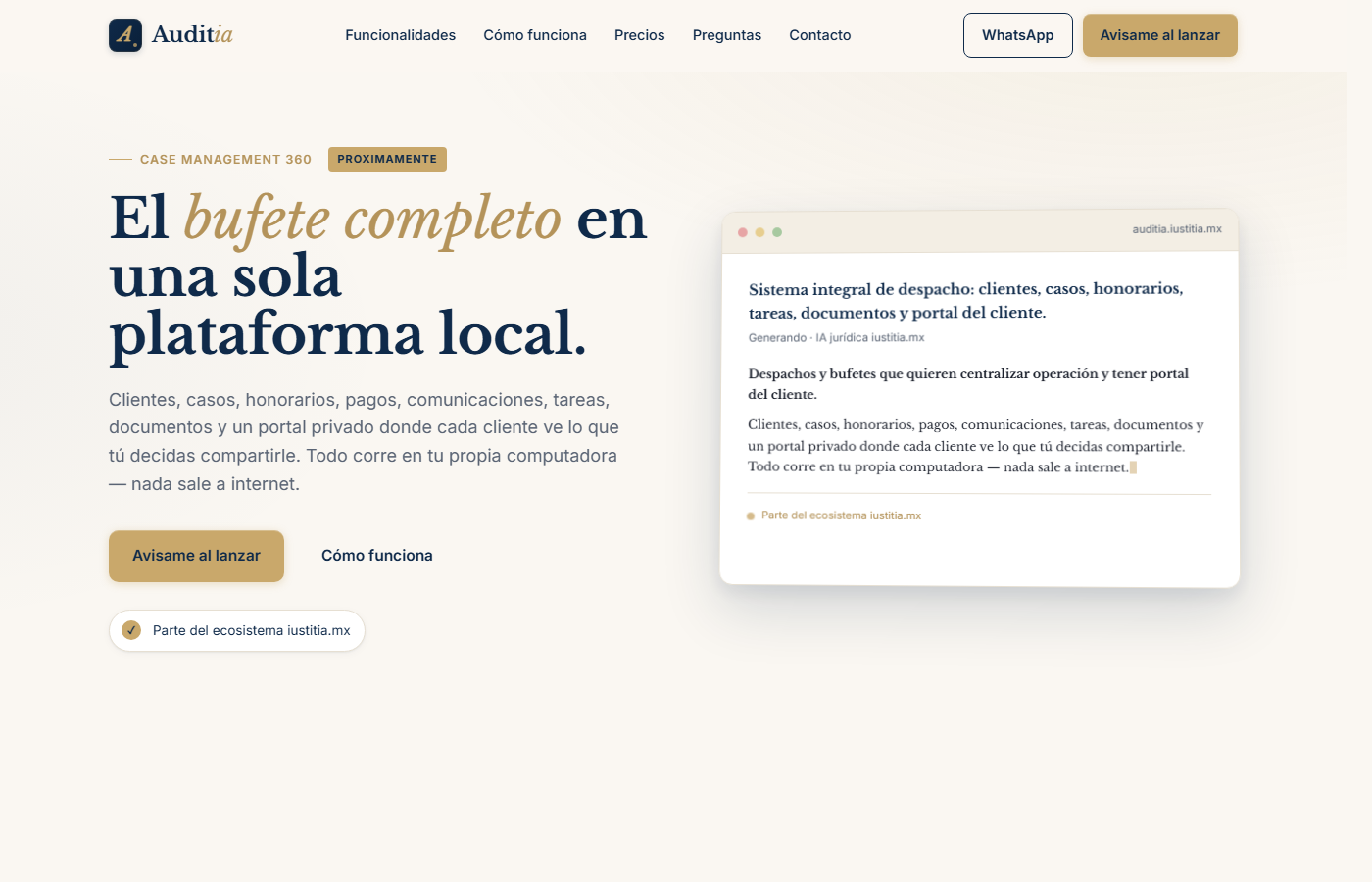 Pantalla inicio de Auditia